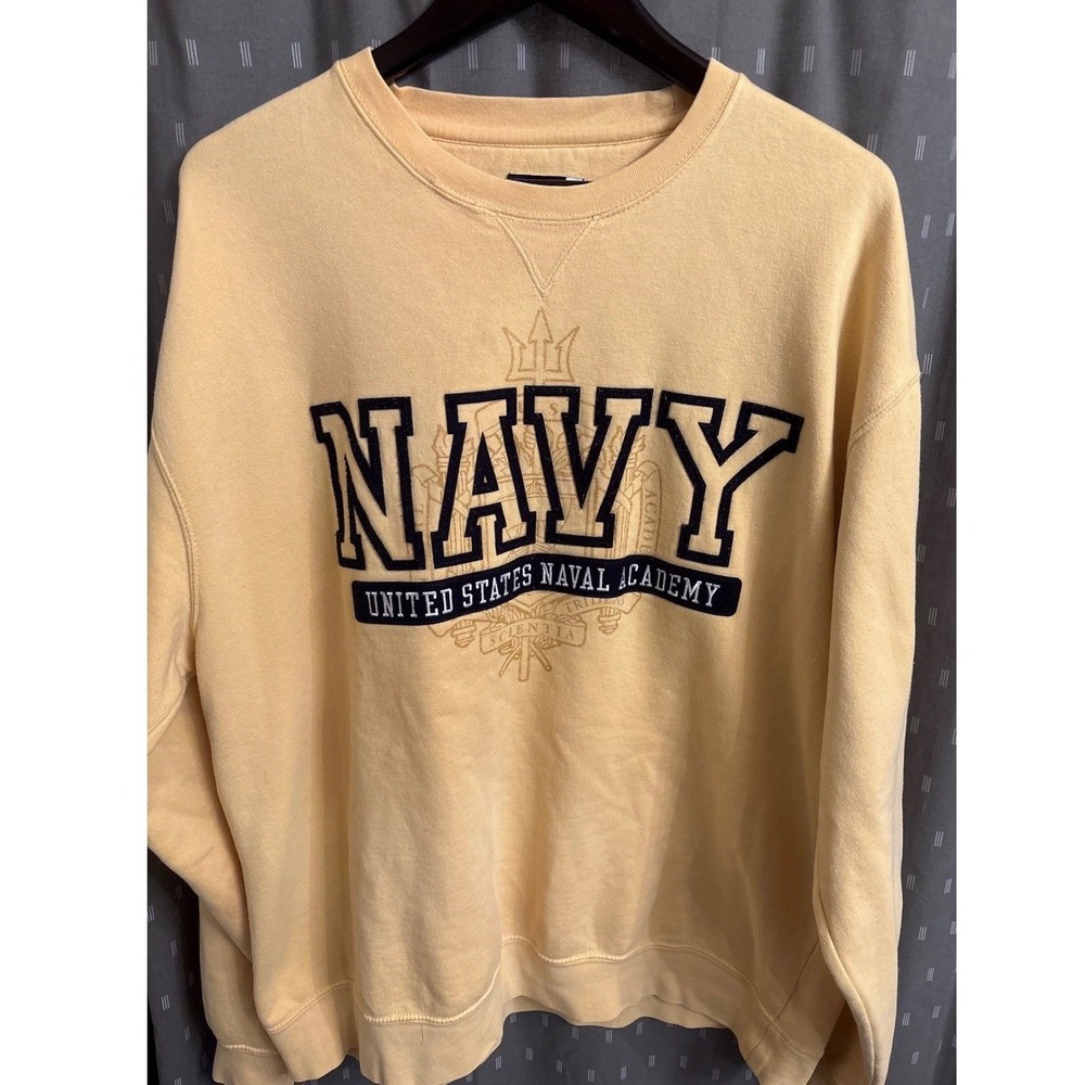 Gear For Sports Navy US Naval Academy Big Cotton Crewneck Sweatshirt Yellow XL